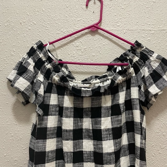 Anthropologie Corey Lynn Calter Gingham Plaid Off the Shoulder Mini Dress - Picture 6 of 12